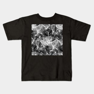 Black and White Shibori Corals Kids T-Shirt